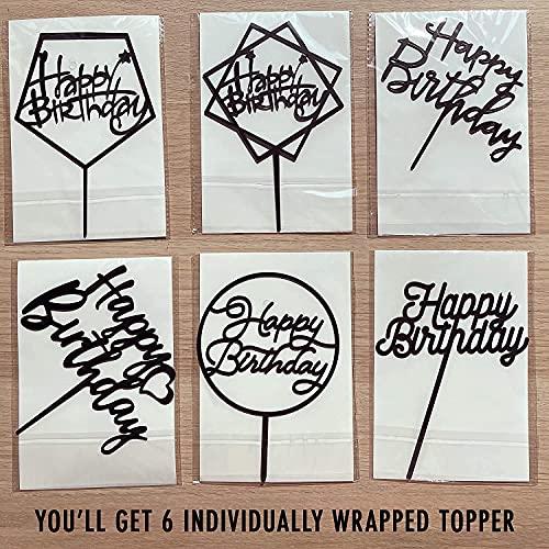 CAKE TOPPER HAPPY BIRTHDAY- BLACK