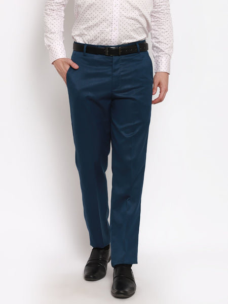 Buy Men Black Solid Slim Fit Formal Trousers Online - 668857