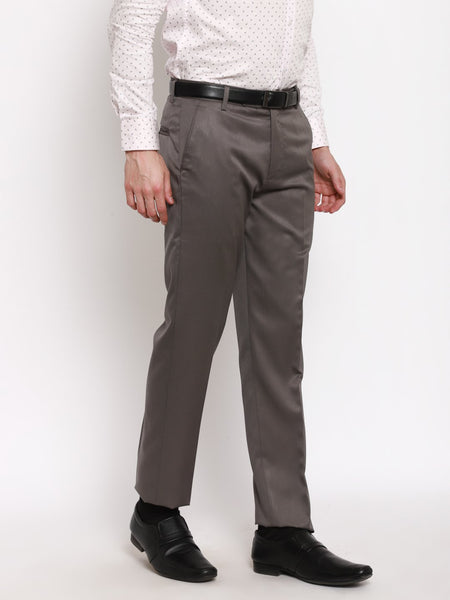 Ripped Solid Pant Slim Fit Men Dress Pant Office Grey Check