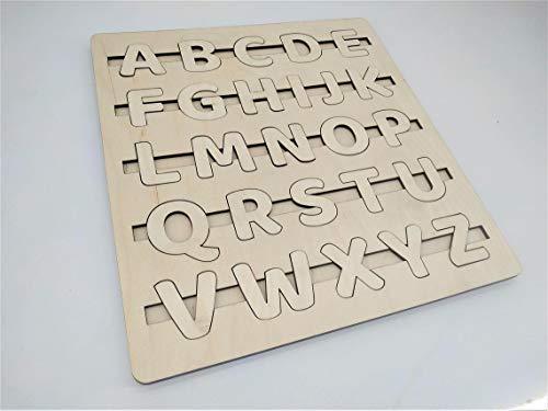 Whittlewud Wood Alphabet Tracing Board Montessori Letters - Wooden Letters  - Large Print Letters for Toddler to Preschool 