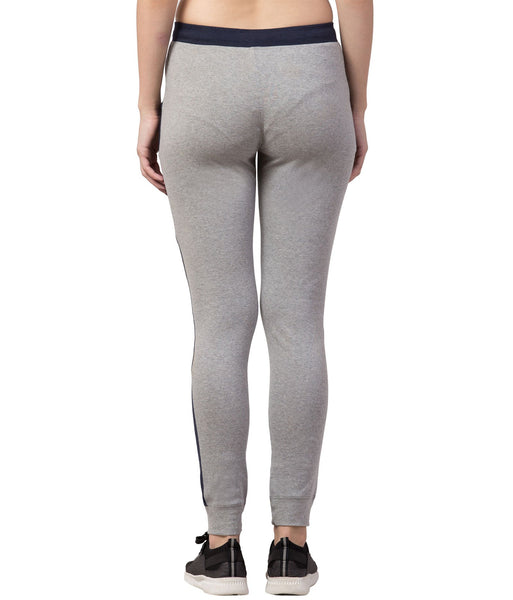 AmericanElm Light Gray Striped Trackpants for Women