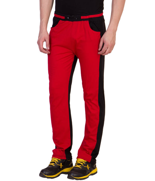 Trackpants: Shop Online Men Red::Black Cotton Trackpants