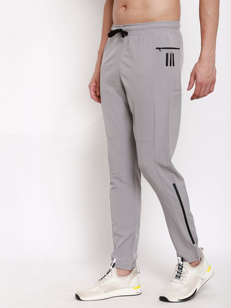 Buy online Light Grey Cotton Blend Track Pants from bottom wear