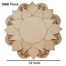 American Elm Wooden Rangoli Design Set for Diwali - 12 Inch MDF Rangoli Cutout - Festive Home Décor