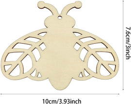 American Elm 30 Pieces Wooden Bee Embellishments Ornaments Decoration Unfinished Bee Shape Cutouts