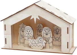 American Elm Pack of 2 Wooden Nativity Stable Kits Wooden Crafts for Children to Decorate and Display, Make Your Own Christmas Decorations