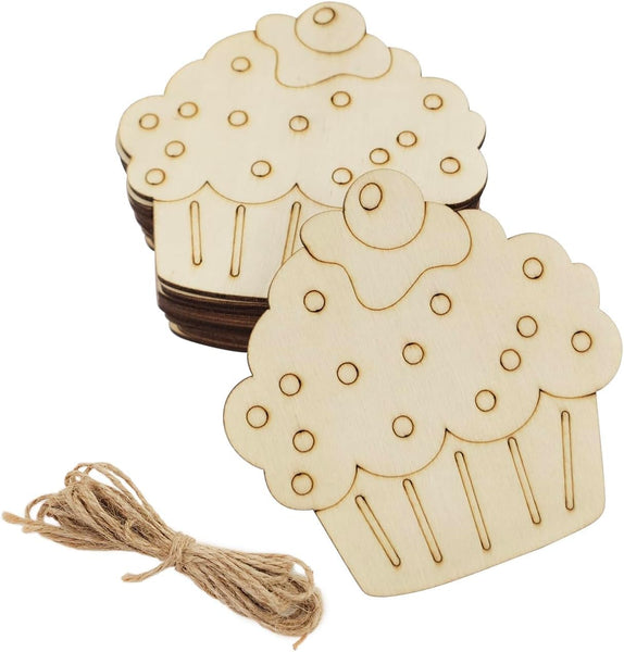 wooden cupcake birthday cupcake cutouts unfinished wood DIY Cupcake Craft Gift Tags