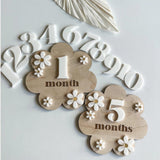 wooden milestone cards baby monthly photo props photoshoot accessories