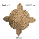 American Elm Pack of 2 Wooden MDF Rangoli Cutout for Diwali 12 Inch - Wooden Diwali Decoration, Rangoli Stencils for Diwali Decor, Festive Home Decoration