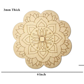 American Elm 2 Pcs Premarked MDF Ganpati Ji, Geometric Engraved Design Mandala for Art and Craft 6 Inch Art Décor