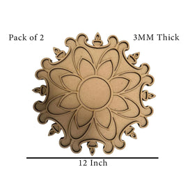 American Elm Pack of 2 Wooden MDF Rangoli Cutout for Diwali 12 Inch Diwali Decoration, Rangoli Stencil, Wooden Rangoli for Diwali Décor