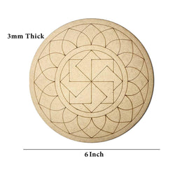 American Elm 2 Pcs Premarked MDF Lotus Shaped Engraved Design Mandala for DIY Art and Craft 6 Inch Art Décor Ideal for Premarked