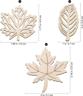 Americam Elm Pack of 6 Pieces Unfinished Wooden Leaf Cutouts, Wooden Maple Leaves Cutout Wood Slices Hollow Out Wood Pieces Crafts for DIY Crafting Ornament Decoration