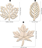 Americam Elm Pack of 6 Pieces Unfinished Wooden Leaf Cutouts, Wooden Maple Leaves