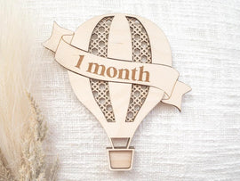 wooden 3d hot air balloon monthly milestone sign baby milestone card