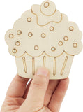 American Elm 30 Pack 4 Inch Wood Cupcake Crafts Unfinished Wood Birthday Cupcake Cutouts Wooden Cupcake Hanging Ornaments