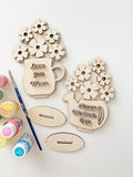 American Elm 10 Pcs Wooden Mothers Day Flower Craft Kit Wooden Cutouts and Unfinished Wood, Flower