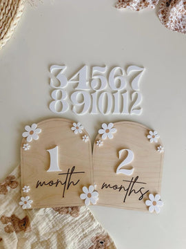 wooden baby milestone signs