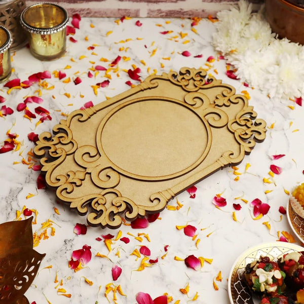 wooden pooja thali decorative mdf pooja thali base