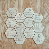 hexagon baby monthly milestone cards baby milestone props for photoshoot cards wooden mdf milestone baby milestone cards