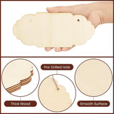 American Elm 24 Pack of Assorted Blank Unfinished Wood Plaques - Wooden Plywood Craft Cutouts with Hanging Rope - Ideal for DIY Arts & Crafts, 7 X 3 Inch