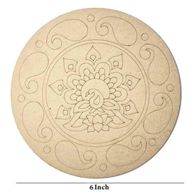 American Elm 2 Pcs Premarked MDF Floral Cutout Design Mandala for Art and Craft 6 Inch Flower Shaped Mandala Perfect for Premarked