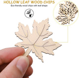 Americam Elm Pack of 6 Pieces Unfinished Wooden Leaf Cutouts, Wooden Maple Leaves