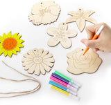 American Elm 24 Pcs Wooden Flower Cutouts, Unfinished Sunflower Wood Slices, Blank Wooden Paint Crafts for Painting, DIY Crafts, Wedding, Party, School, Home Decorations