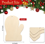 American Elm 10 Pcs Wooden Christmas Ornaments to Paint DIY Blank Gloves Cutouts Unfinished Wood Ornament for Crafts