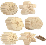 American Elm 24 Pcs Wooden Flower Cutouts, Unfinished Sunflower Wood Slices, Blank Wooden Paint Crafts for Painting, DIY Crafts, Wedding, Party, School, Home Decorations