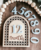 boho monthly milestone cards wooden baby photo props interchangeable design new born gift