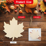 American Elm 10 Pcs WoodenThanksgiving Ornaments to Paint, DIY Blank Unfinished Maple Leaf Wood Ornament for Crafts