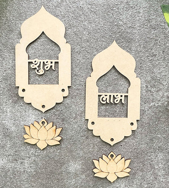 unfinished wooden shubh labh diy door hangings for diwali