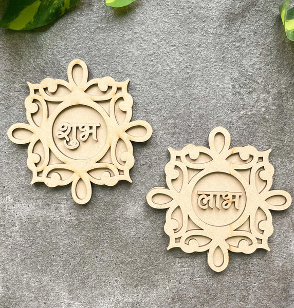 diy wooden shubh labh drop frame cutouts for diwali decorations