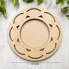 American Elm Wooden Pooja Thali/Platter - Mandala Design - Decorative MDF Thali for Festive Decor and Craft Projects (12 Inch)