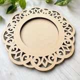 American Elm MDF Pooja Thali/Platter 12 Inch Decorative Wooden Thali for Festive Decor Wooden Diwali Decoration