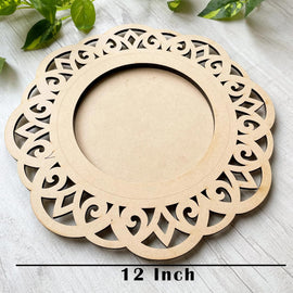 American Elm MDF Pooja Thali/Platter 12 Inch Decorative Wooden Thali for Festive Decor Wooden Diwali Decoration