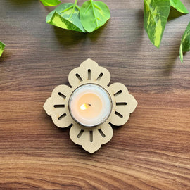 American Elm Pack of 5 Decorative Flower Tea Light Holders - 4x4 Inch, MDF Tea Light Holders for Home Decor, Diwali Decorations