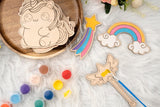 American Elm Set of 10 DIY Wooden Unicorn Painting Kit for Kids - Creative Wooden Toys & Magical Items DIY Coloring Set - Unfinished Unicorn Crafts for Kids