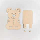 Whittlewud Foldable Bear Wood Cell Phone Holder Stand for Desk - Fun Wooden Phone Stand for Table - Stand for All Mobile Phones, iPhone