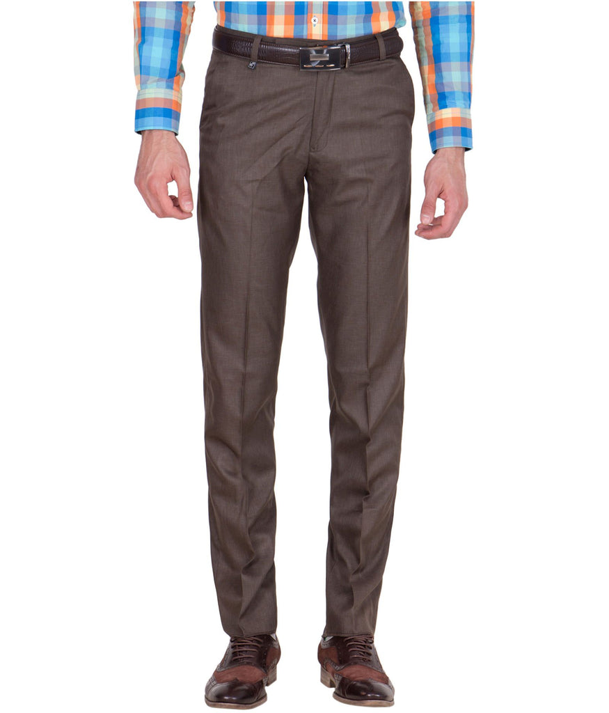 Buy PETER ENGLAND Dark Brown Mens 4 Pocket Solid Formal Trousers  Shoppers  Stop