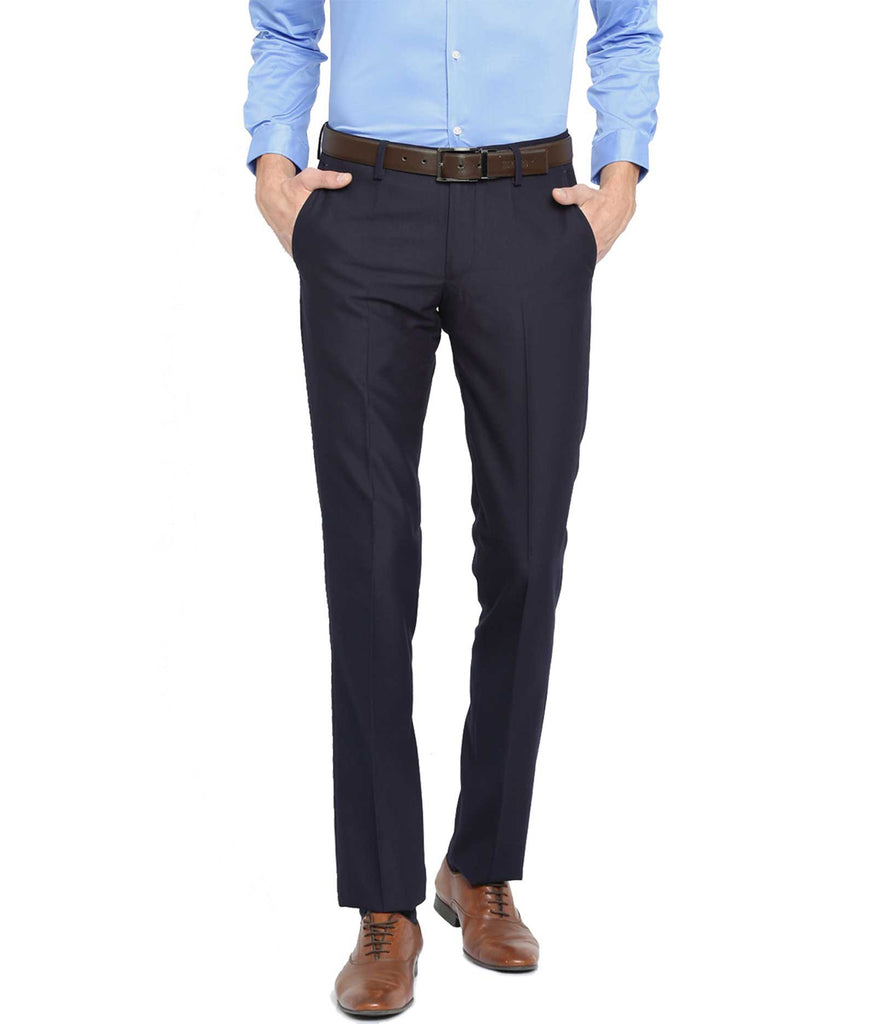 Formal Trouser: Buy Men Navy Blue Cotton Formal Trouser