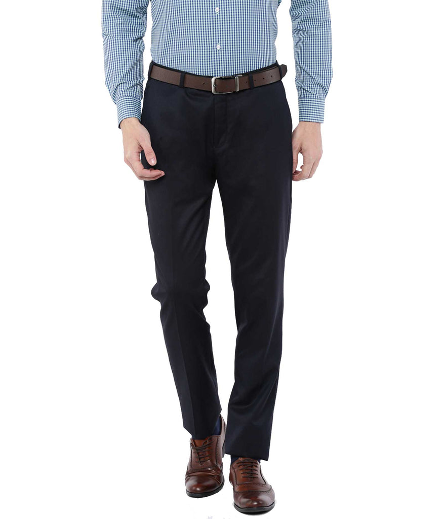 Navy Blue Formal Trouser for Men  Solid  Poly Wool Slim Fit  JadeBlue   JadeBlue Lifestyle