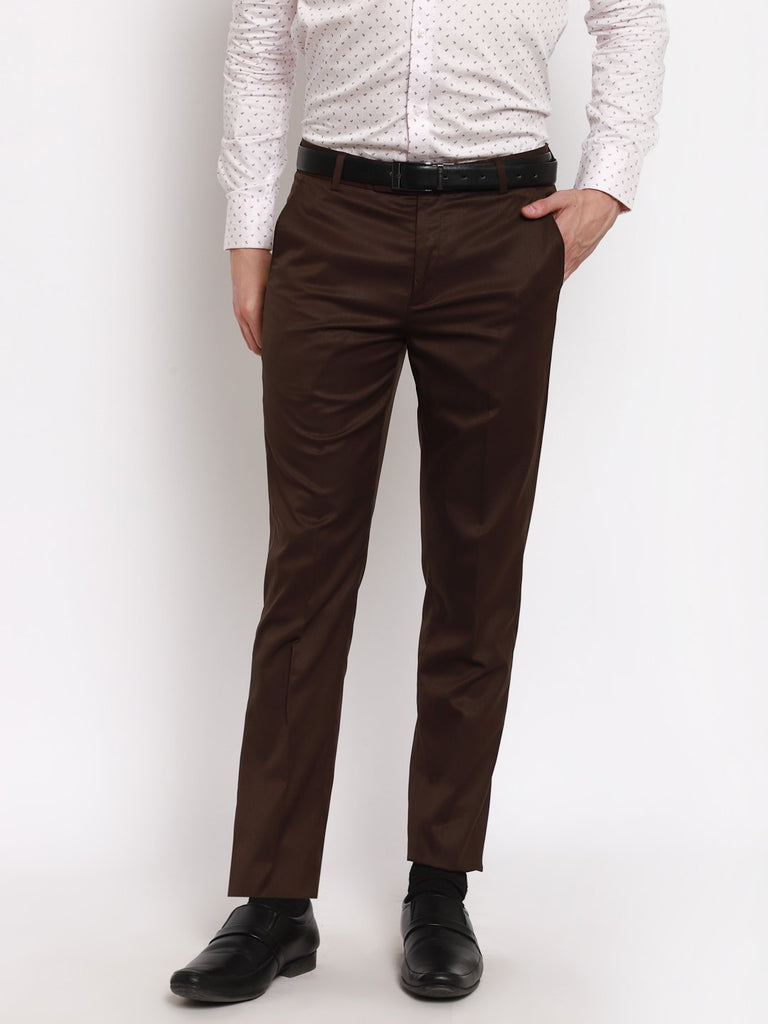 Buy Brown Elastic Waist Trousers Online for Men  Brown Pants  Uathayam