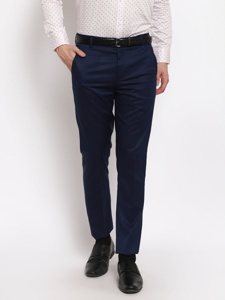 Black Solid Symvi Trouser Pant for Men Regular Fit