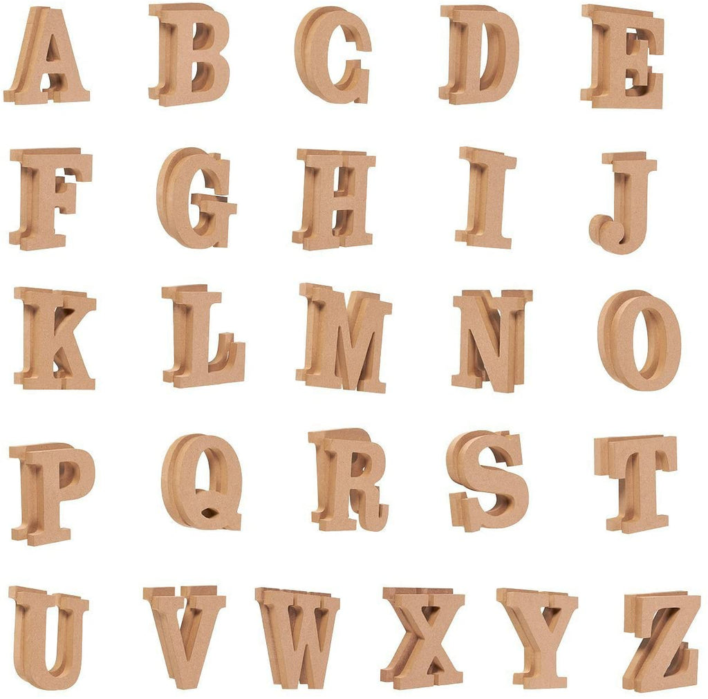 White Wood Letters 4 Inch, Wood Letters for DIY Party Projects (V) 