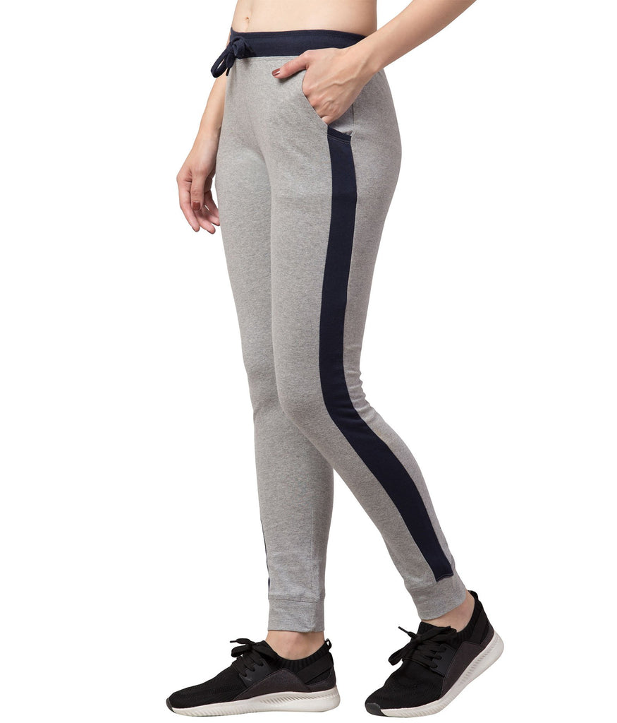 Polyester Gray MARTINI Women Grey Elastic Hem Side Stripe Pant