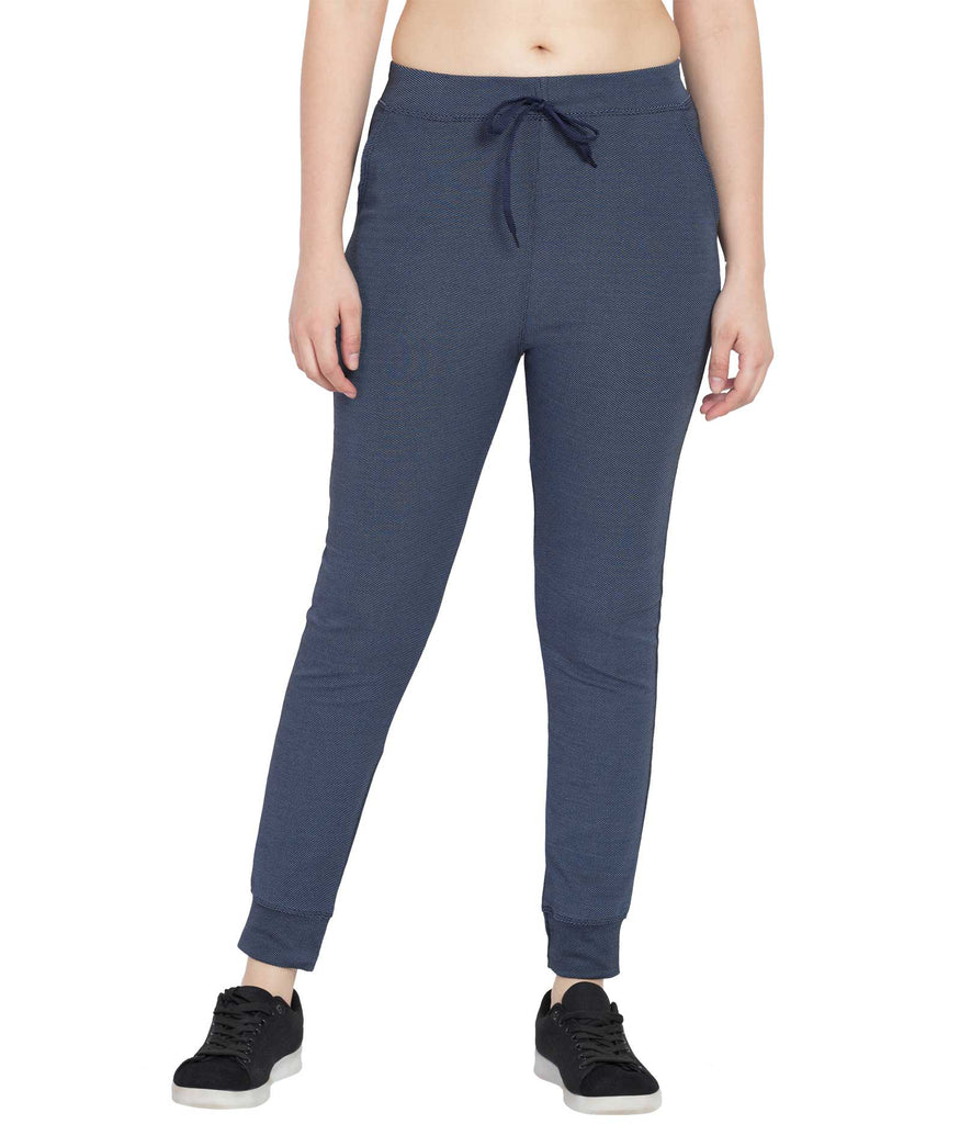 Trackpants Shop Online Women Navy Blue Cotton Trackpants  Cliths