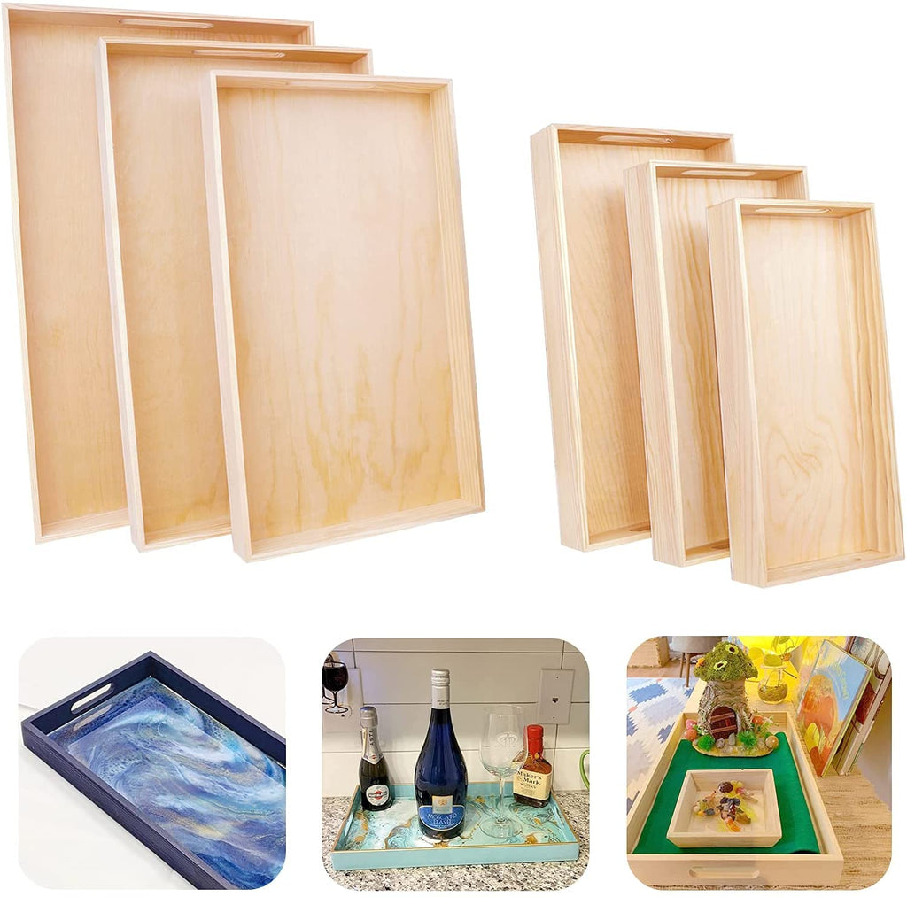 6Pcs tea tray Wood Puzzle Pieces Trays Unfinished Wood