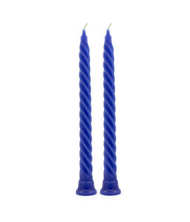 American-Elm 2 Pcs Unscented Long Blue Spiral Twisted Pillar Candle (Blue_1.8 x 13 Inch)